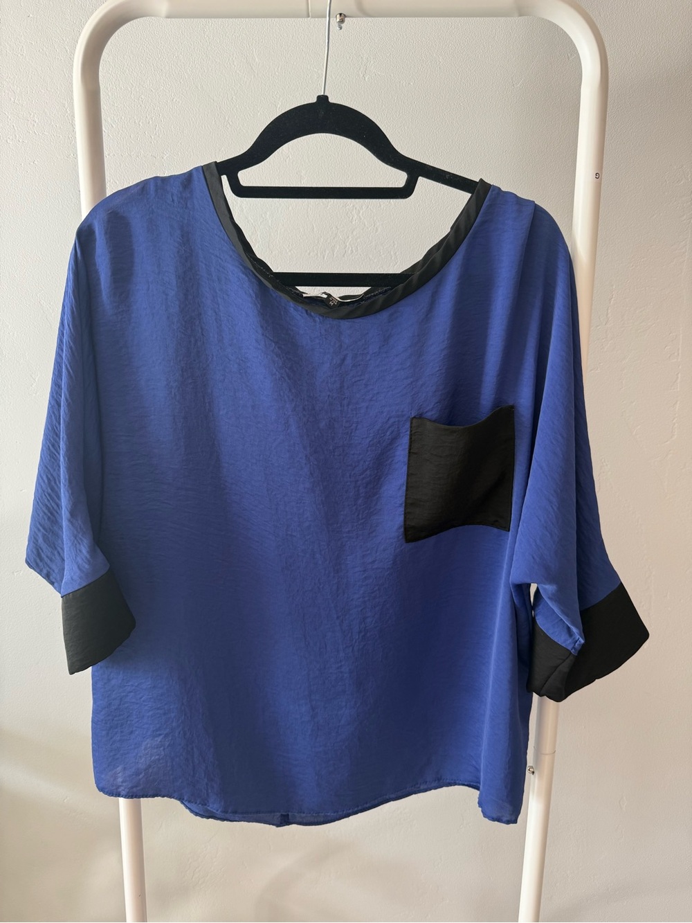 Annalee + Hope Women’s Blue Off The Shoulder Blouse W/ Black Details - Size M